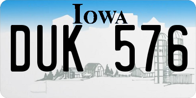 IA license plate DUK576