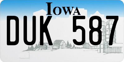 IA license plate DUK587