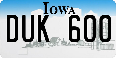 IA license plate DUK600