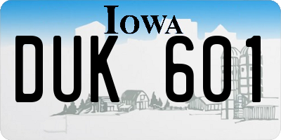 IA license plate DUK601