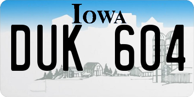 IA license plate DUK604