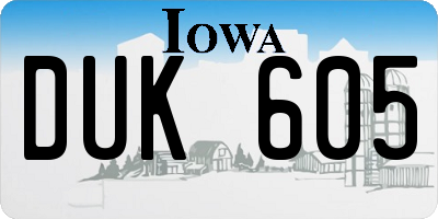 IA license plate DUK605