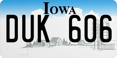 IA license plate DUK606