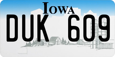 IA license plate DUK609