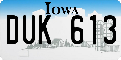 IA license plate DUK613