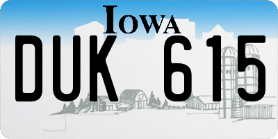 IA license plate DUK615