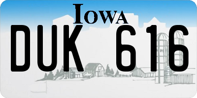 IA license plate DUK616