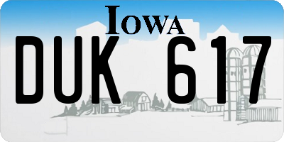 IA license plate DUK617