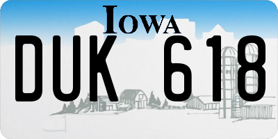 IA license plate DUK618