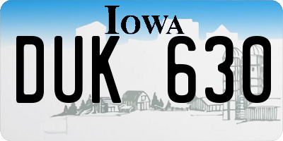 IA license plate DUK630