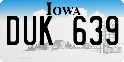 IA license plate DUK639