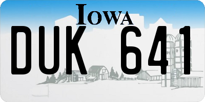 IA license plate DUK641