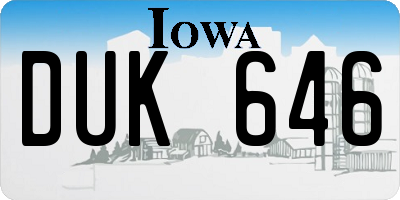 IA license plate DUK646