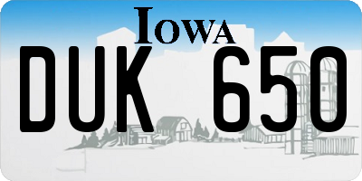 IA license plate DUK650