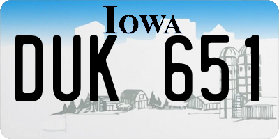 IA license plate DUK651