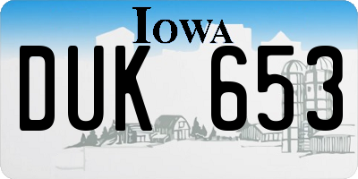 IA license plate DUK653