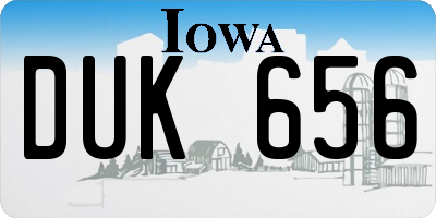 IA license plate DUK656