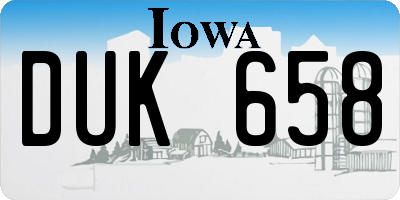 IA license plate DUK658