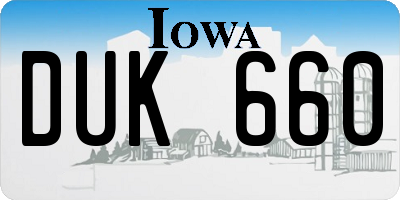 IA license plate DUK660