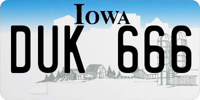 IA license plate DUK666