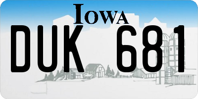 IA license plate DUK681