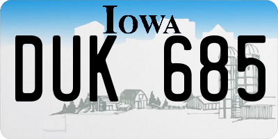IA license plate DUK685