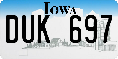 IA license plate DUK697