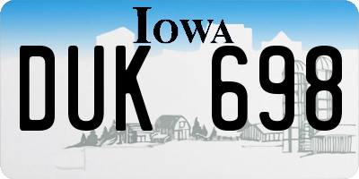 IA license plate DUK698