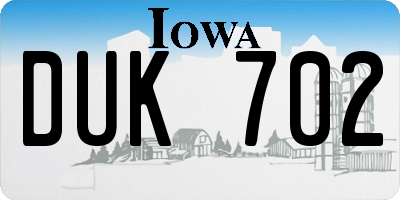 IA license plate DUK702