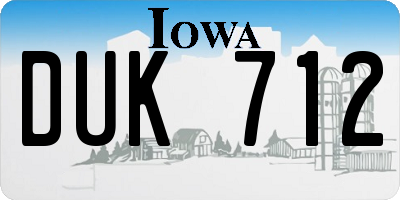 IA license plate DUK712