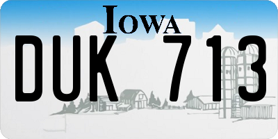 IA license plate DUK713