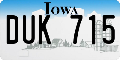 IA license plate DUK715