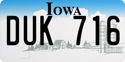 IA license plate DUK716