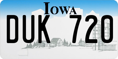 IA license plate DUK720
