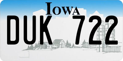 IA license plate DUK722