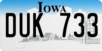 IA license plate DUK733