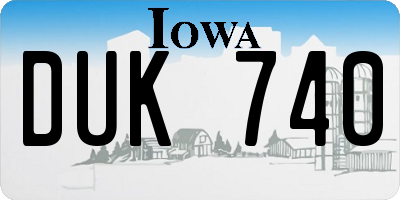 IA license plate DUK740