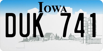 IA license plate DUK741
