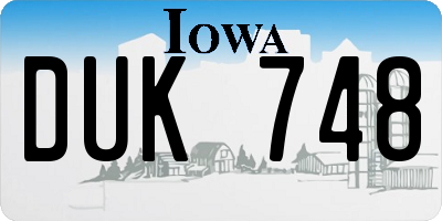 IA license plate DUK748