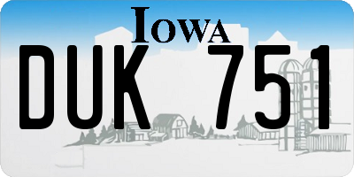 IA license plate DUK751