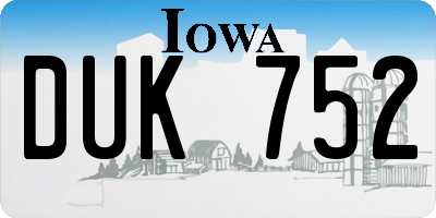 IA license plate DUK752