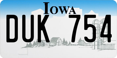 IA license plate DUK754