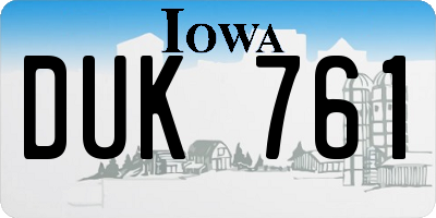 IA license plate DUK761