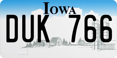 IA license plate DUK766