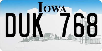 IA license plate DUK768