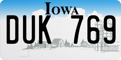 IA license plate DUK769