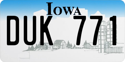 IA license plate DUK771