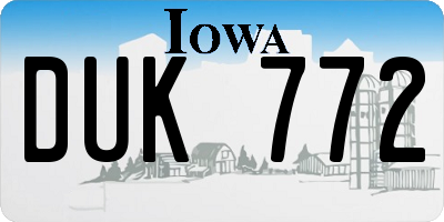 IA license plate DUK772