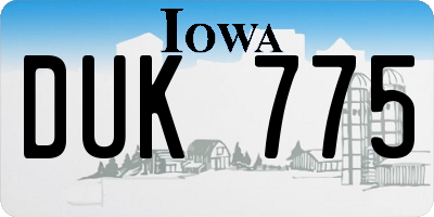 IA license plate DUK775