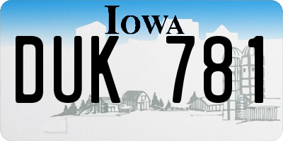 IA license plate DUK781